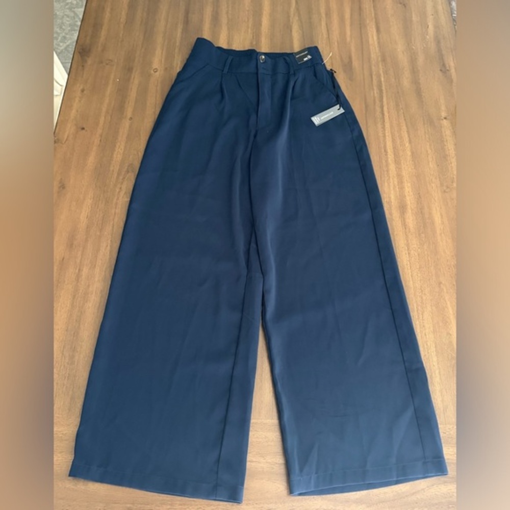 Wide Leg Navy Women’s Trousers - Unknown Brand
